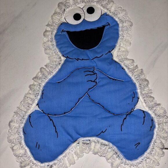 SESAME STREET Vintage COOKIE MONSTER pillow/toy handmade - 1970's - Picture 1 of 3